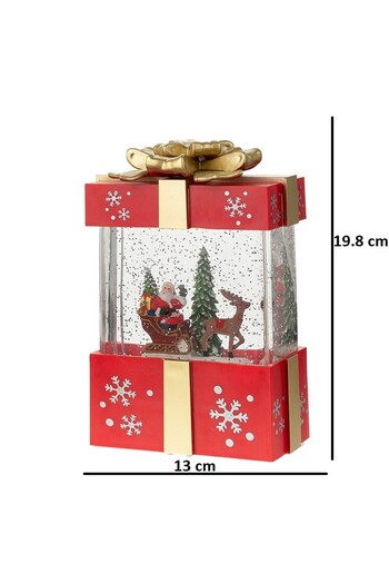 Flippy Christmas Decoration Gift Box with Santa Claus, Musical, Snow, 3 Modes, USB included, Warm White