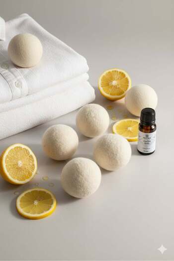 Reyo 6 Pieces Wool Laundry Dryer Balls + 100% Pure Lemon Essential Oil