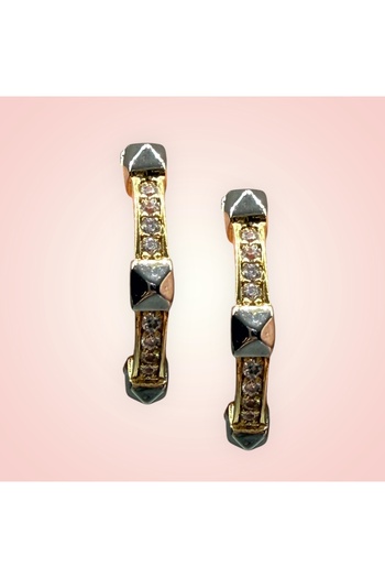 Atelier Sriza Zircon Stone Double Color Steel Earrings Glam