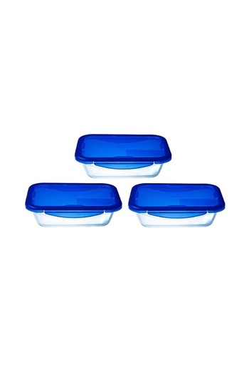 Pyrex Cook & Go Set of 3 Rectangular Identical Lunchboxes 0.8 L- Made in France