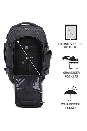 OEM Cabin Luggage Aerolite 40x20x25 cm, Ryanair Approved, Light, with YKK Zippers, Black