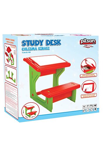 PİLSAN Masuta de studiu cu bancuta pentru copii Study Desk Blue,din plastic rezistent,margini rotunj