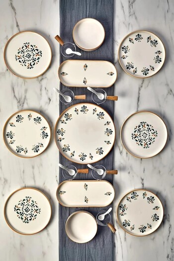 Kitchen Life 23-Piece D-Harma Stackable Breakfast Set for 6 People - Breakfast Presentation Set with Sauce Bowls and Spoons