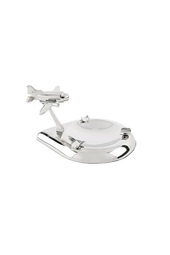 Mikasa Moor Silver Metal Airplane Decorated Ashtray 23X19X13Cm