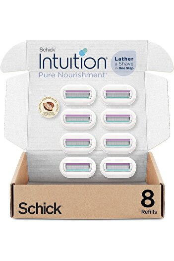 Schick Intuition Pure Nourishment Razor Blades for Women with Coconut Milk and Almond Oil - 8 Blades