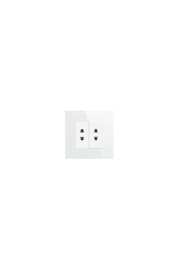 Bingoelec Complete Socket 2x Standard Italian with Glass Frame, Color White