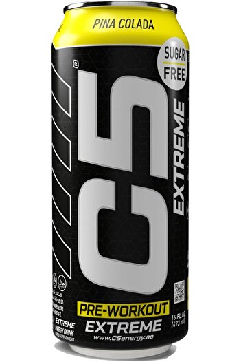 C5 Energy Drink Extreme Pina Colada Pre-Workout, Caffeine, Sugar Free, Zero Calories (Box Of 12PCS)