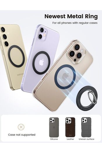 Lamicall for Mag Safe Sticker Ring - 4 Pack Powerful Metal Ring