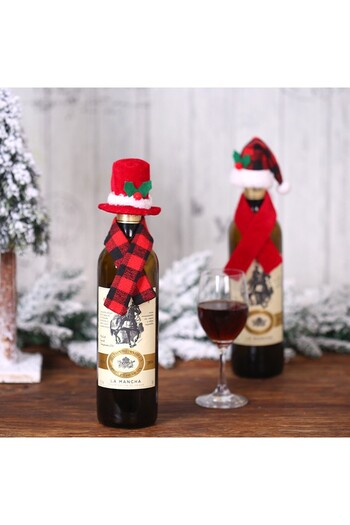 Flippy Set of 2 decorative accessories for wine bottles, Christmas, textile/polyester material, multicolor