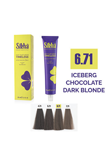 SIKHA Professional Permanent Hair Dye Timeless Dark Blonde Iceberg Chocolate 6.71, 100ml