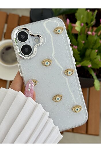 Go Aksesuar iPhone 17 Compatible Mini Evil Eye Toy Design Silicone Case