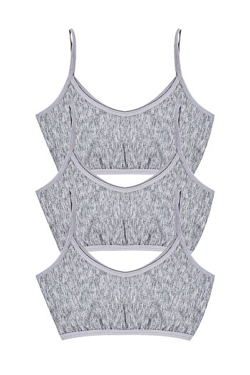 Öts Girl's Bustier 3-Piece Without Pads with String Straps (96% Cotton - 4% Elastane)