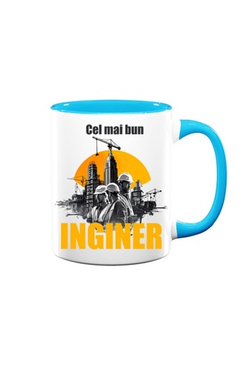 OEM Personalized Mug for Engineer with message: 'Best Engineer', model 1, Betaprint, white with blue int