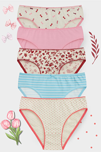 bendengiy Women's Cotton Patterned/Plain 5-Pack Bikini Low Waist Panties