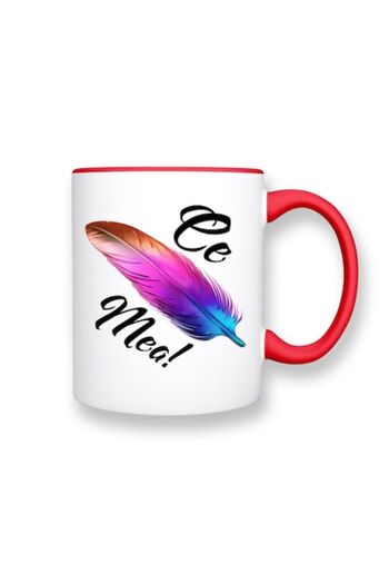 OEM Personalized Mug with Funny Message: 'Ce pana mea', Betaprint, White with Red Interior, 330ml