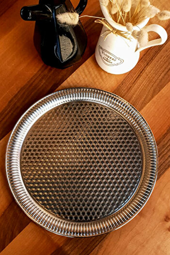 Tezyinat Wood Stainless Forged Metal Serving Tea Coffee Catering Presentation Tray (Not Rusting)