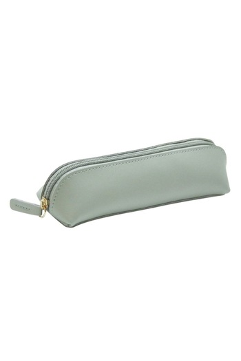 OEM Mini tube pencil case made of green artificial leather, 22x5.5x4.5cm