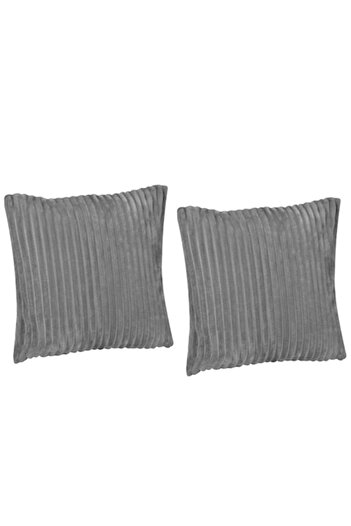 Jumbo Set of Two Pillow Covers, Soft Velour, 45 x 45 cm, Gray