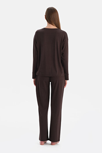 Eros Dark Brown Soft Touch T-Shirt Pants Set