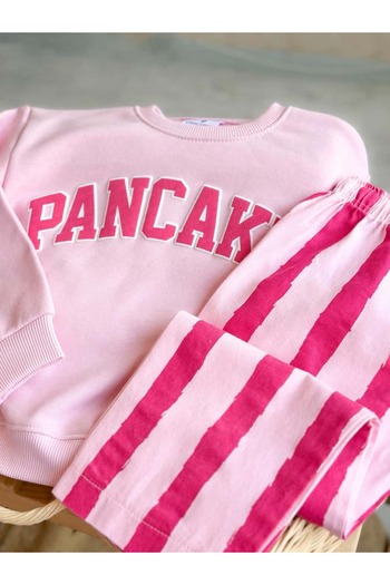 Pinkitokids Pancake Sweatshirt and Denim Woven Pants Set