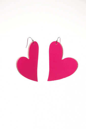 HAIArt Handmade Heart-shaped earrings - Neon fuchsia