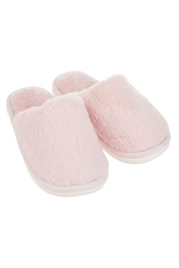 ANTBRO - Women's Home Slippers, Pink Faux Fur, Size 40-41