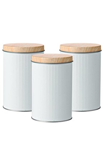 easyCTRL Set 3 Metal Food Storage Boxes, White, 8.5 x 13 cm