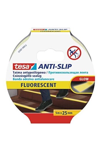 Tesa Anti-Slip Tape, 5m x 25mm, Fluorescent