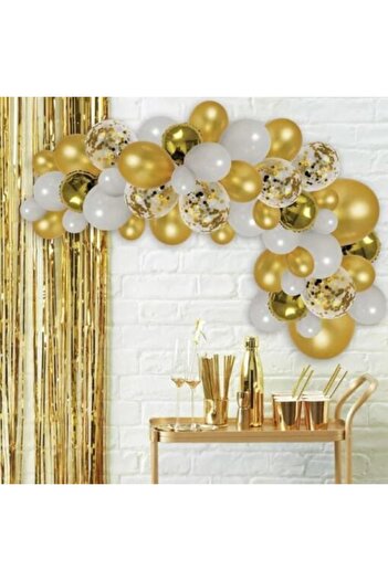 Jumbo Set 70 Balloons for Arch with Gold Confetti