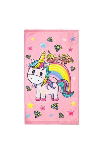 SHOPIENS Unicorn Girl Towel, Cotton, Pink, 30x50cm, MYONNA IT & E- COMMERCE ®