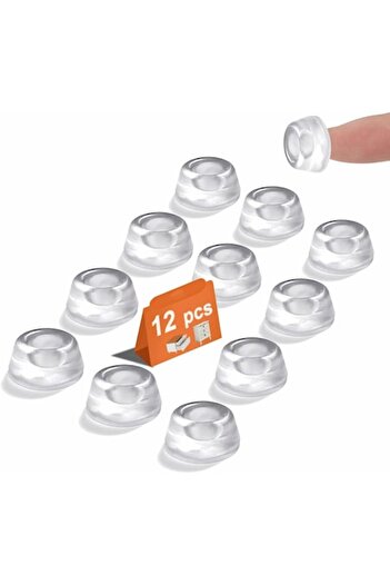 Jenuos Set 12 Door Handle Stoppers JENUOS, Silicone, Transparent, Self-Adhesive, 27mm
