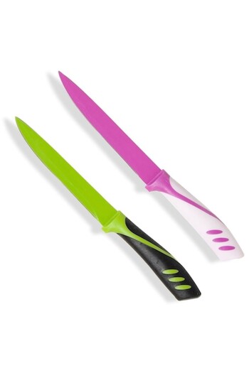 offlimits Set 4 Kitchen Knives, OffLimits, Durable Material, 22.5 cm, Purple/Green