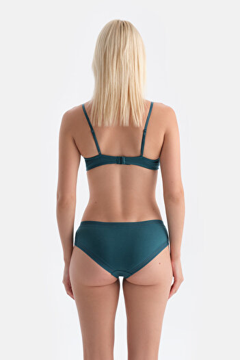 Eros Dark Green Basic Waist Lace Detailed Hipster Panties