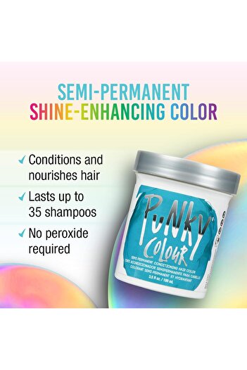 punky Semi-Permanent Conditioning Hair Color Turquoise, Vegan, PPD & Paraben-Free, Up to 25 Washes,
