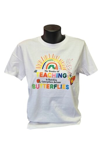 OEM White T-shirt for Women, Cotton, S, 'The Wonder of Teaching'