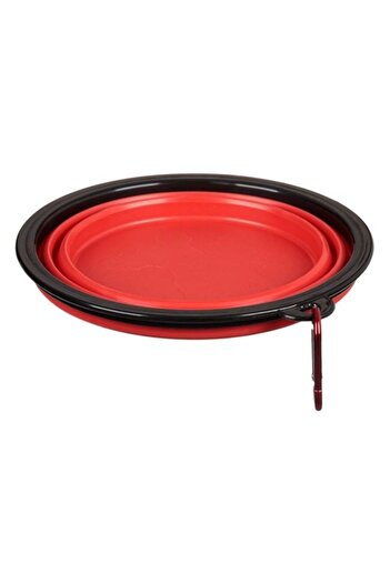 ANTBRO Collapsible Bowl Antbro® for Pets, with Hanging Ring, Silicone/Plastic, Red, 650 ml