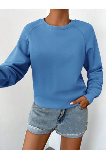 COOLHILL Hanorac de bază pentru femei, cu gât crew, cu mâneci raglan