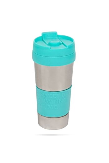 NO BRAND Cană pentru lichide, oțel inoxidabil, 450 ml, albastră/argintie