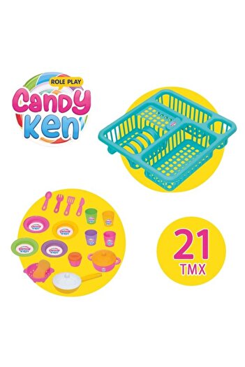 ANTBRO Dish drying play set with sponge, plates, glasses and plastic pots, multicolor
