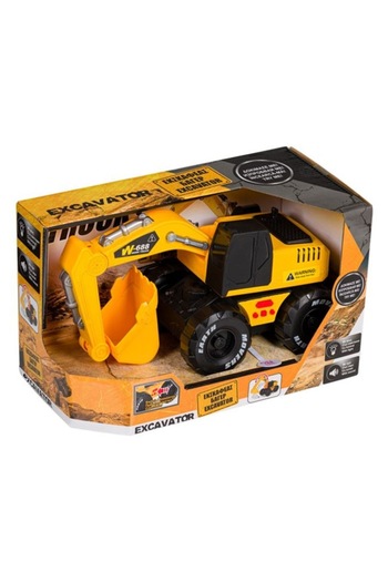ANTBRO ® Excavator Toy Vehicle with Large Wheels, Sounds, and Lights, Plastic, Yellow/Black