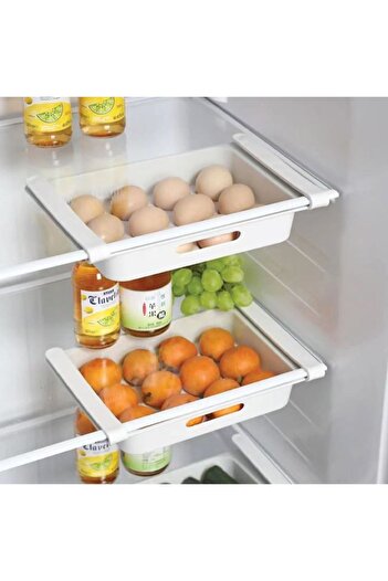 NO BRAND Set organizator frigider, Pentru oua, Extensibil, 25x18x5 cm, Alb