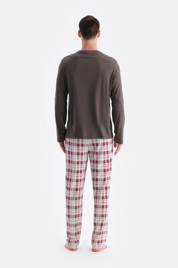 Eros Smoked Long Sleeve Plaid T-Shirt Pants Set
