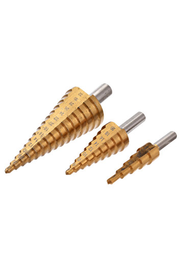 Lawazim Step Drill Bit Set 3 Piece - Cone Drill Bits 4-32mm Multi Size for Metal Wood Plastic