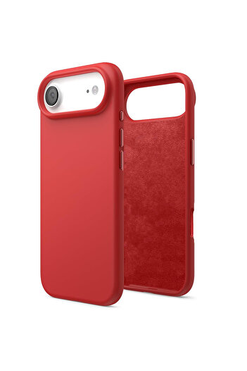 Merwish Apple iPhone 17 Air Compatible Velvet Inside Launch Silicone Case Cover Red