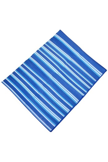 ANTBRO Double Beach Mat, Camping Bag Style, Blue with White Stripes, 180x150 cm