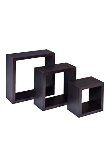 shopU Set 3 wall shelves Wenge, hidden fixing system, small model, dark brown