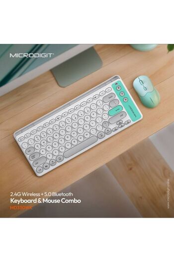 HEATZ K2 Combo Wireless Keyboard and Mouse with Stylish, Multi-System Design - Bluetooth and USB Connectivity Compatible with Windows and Mac