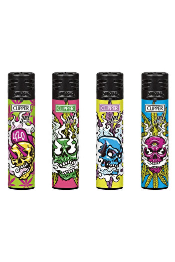 Clipper Windproof Lighter High Skulls Jet Flame x1