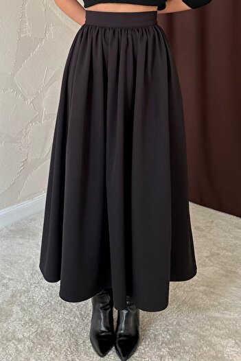 Wear Up Fusta neagră cu talie adunată