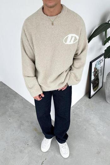 HAFKAGİYİM Beige Soft Premium Oversize Sweater